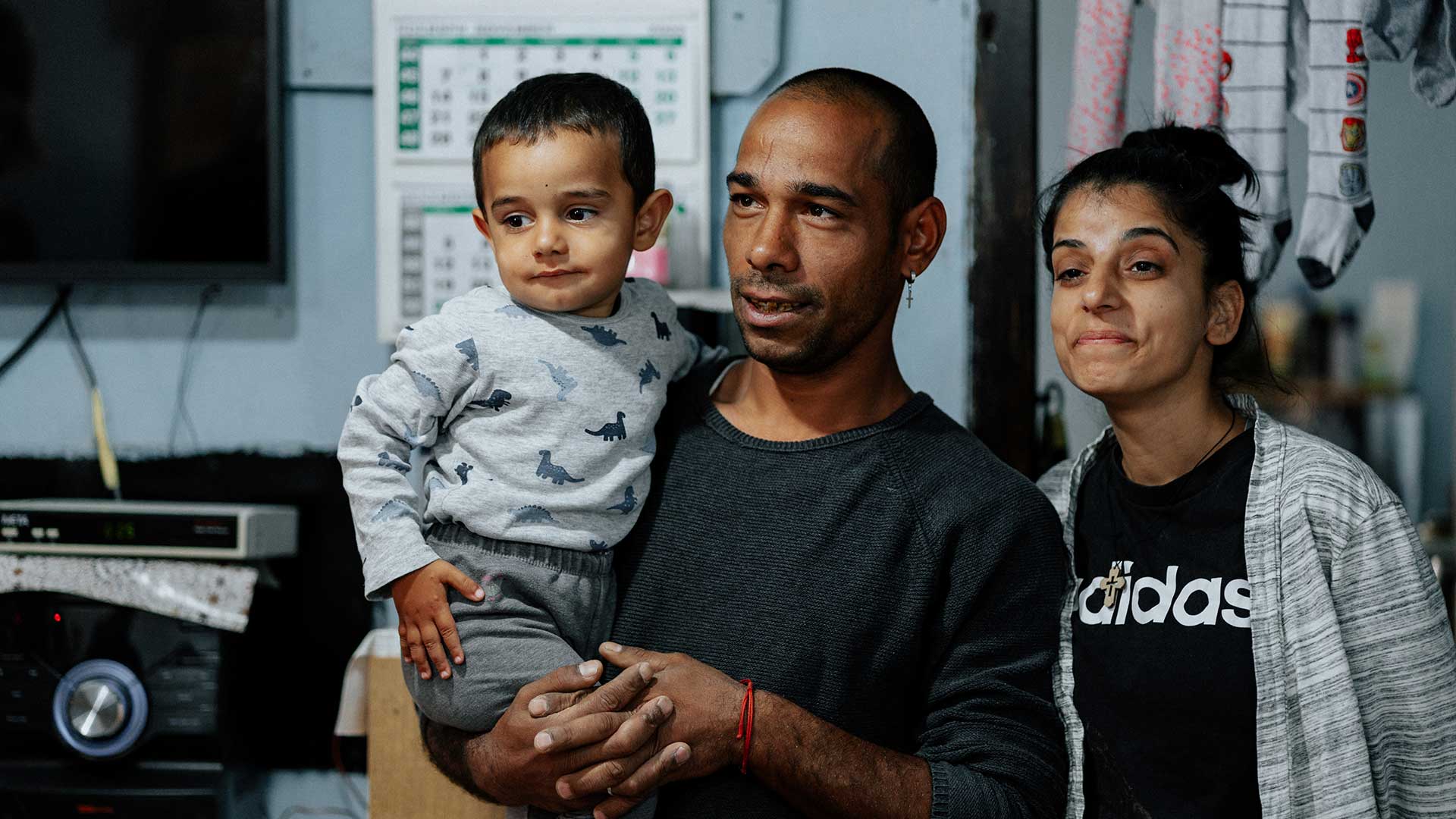 A family in their home.